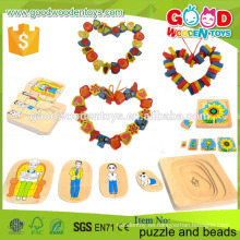 2015 Los juguetes educativos de madera superventas en el rompecabezas colorido de China y los juguetes de los granos para los niños